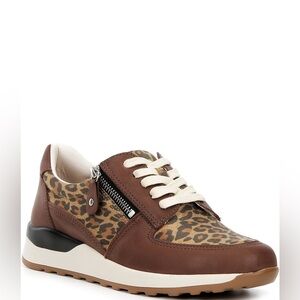Brioso Mimi Leopard Leather Zip-Up Sneaker